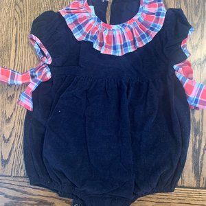 Little English Frierson Navy Plaid Bow Bubble